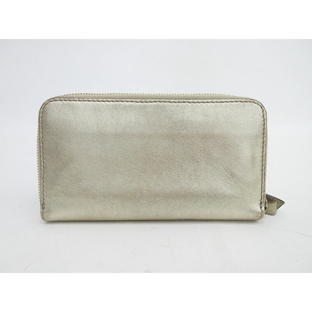 Chloe Round Shadow Zip Wallet Black Gold Long Shiny
